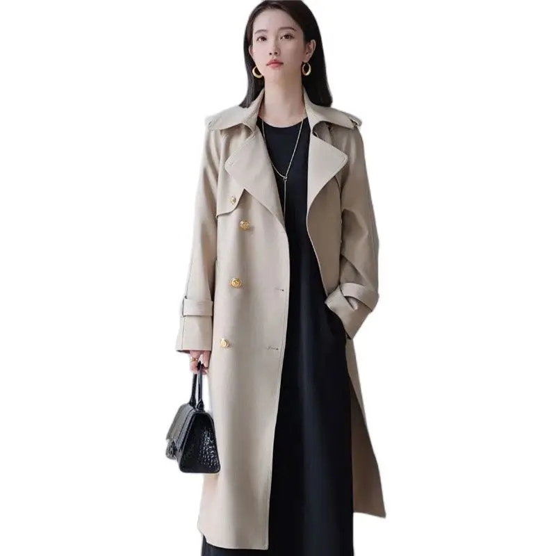 

2022 Spring And Autumn New Fashion Korean Gentle Style Small Medium Long jacket High-End Loose Windbreaker Coat Women's