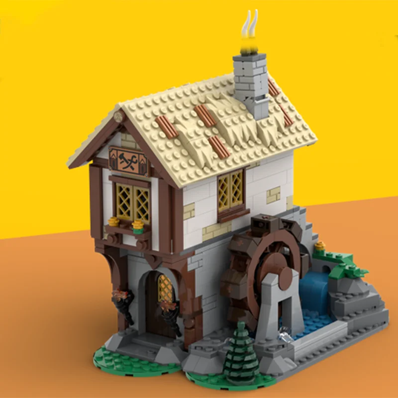 

MOC-182367 Street View Model Medieval Town Square Blacksmith DIY Creative Educational Children's Building Blocks Toy Gift