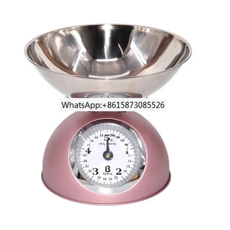 

Retro Household Baking Spring Tray Stainless Steel Antifouling Kitchen Scale Experiment Teaching Mechanical Platform Scale