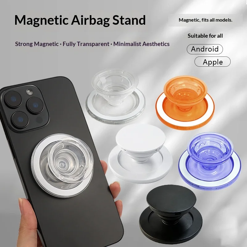 

Semi Transparent Magnetic Phone Holder Foldable Stand Compatible with Magsafe for iPhone Samsung Pixel Cute phone grip