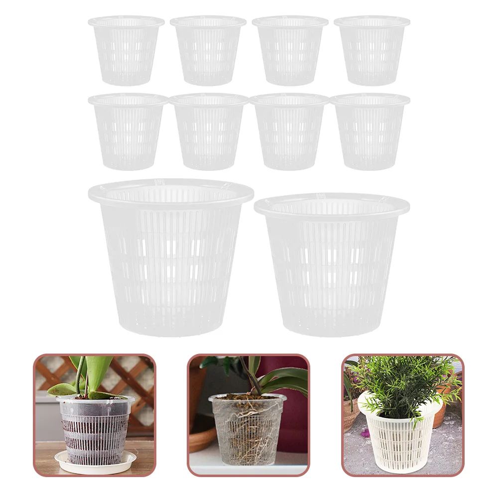 10 Pcs Orchid Pot Plastic Pots Flower Cache Indoor Plant Square Planting Containers Fake Planter