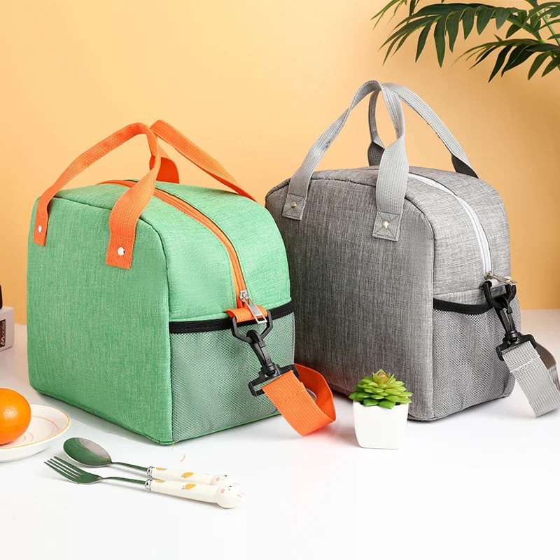 Waterproof Oxford Cloth Thermal Lunch Bag Kids Bento Box Bags with Strap Aluminum Foil Cooler Bags Portable Thicken Food Bag