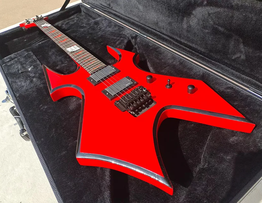 In stock B.O.C.RICH RED  guitar，Ebony finger board，Lock Nut，floyd rose vidrato bridge ，fast shipping