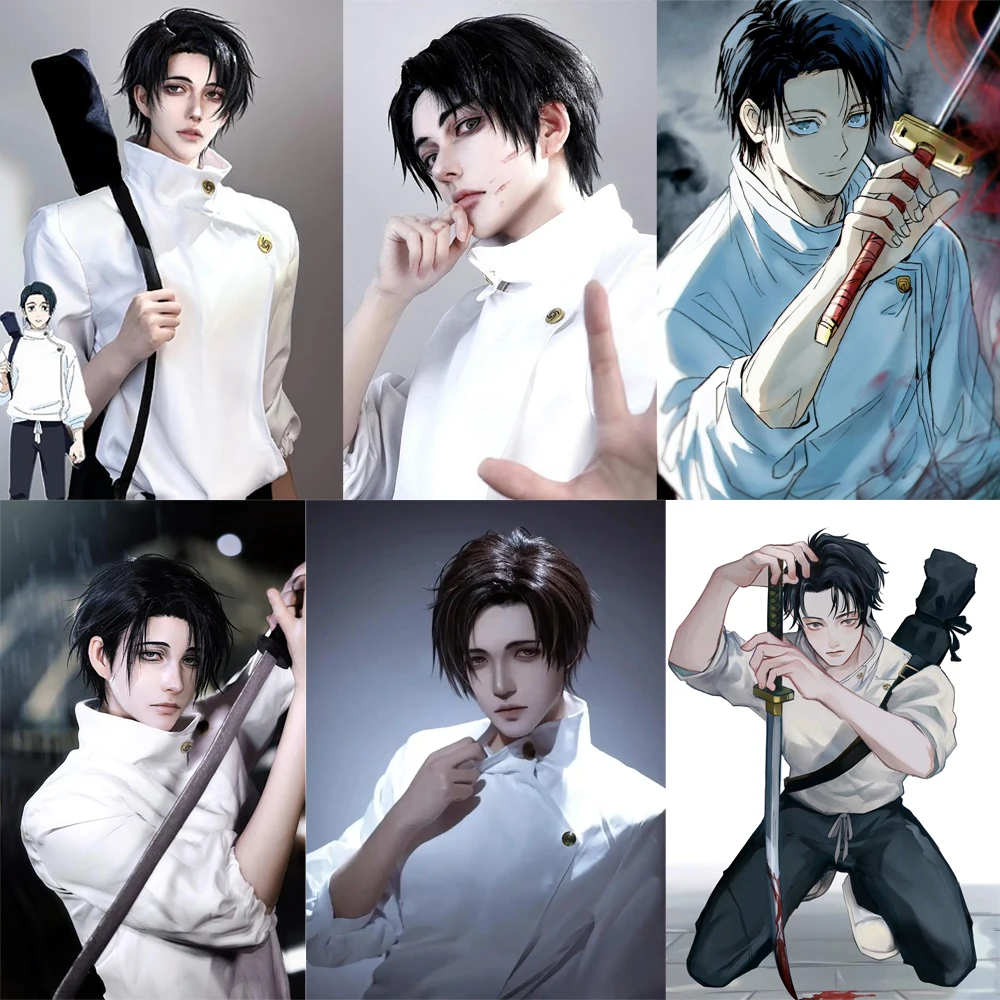 أنيمي Jujutsu Kaisen Yuta Okkotsu تأثيري الاصطناعية شعر أسود قصير مناسب للحزب اليومي لعب الأدوار شعر مستعار مقاوم للحرارة