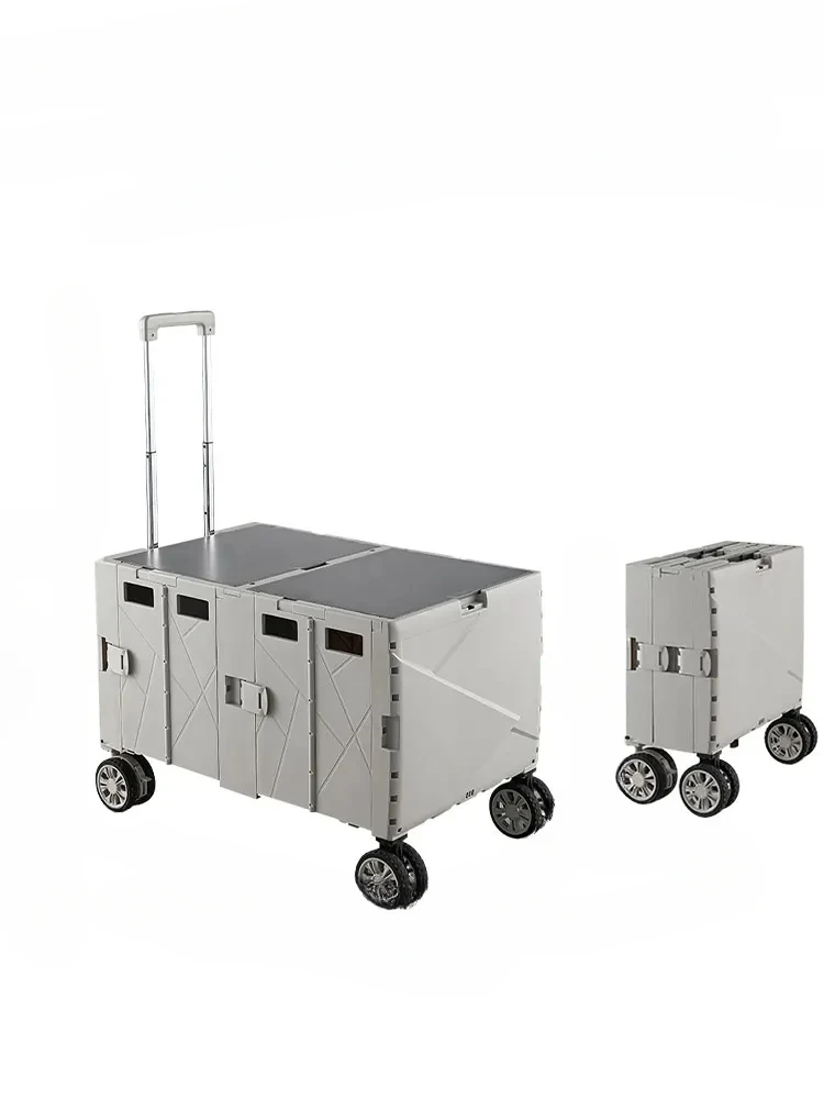 Camping Trolley Outdoor Foldable Picnic Table Board Storage Box Camping Truck Trolley Trailer Camping Small Trolley Stalls