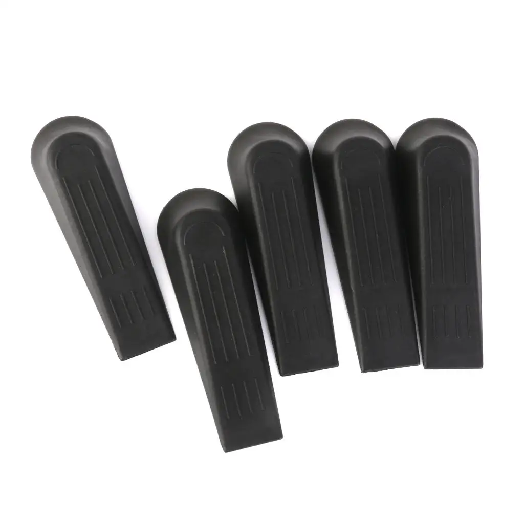 5pcs Black Plastic Door Window Stops Stoppers Wedges Jam Block Home Office