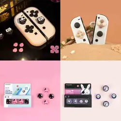 Cat Silicone Soft D-pad Cross Button ABXY Key Sticker Thumb Stick Grip Cap Cover For Nintendo Switch Oled NS Joy-con Skin Case