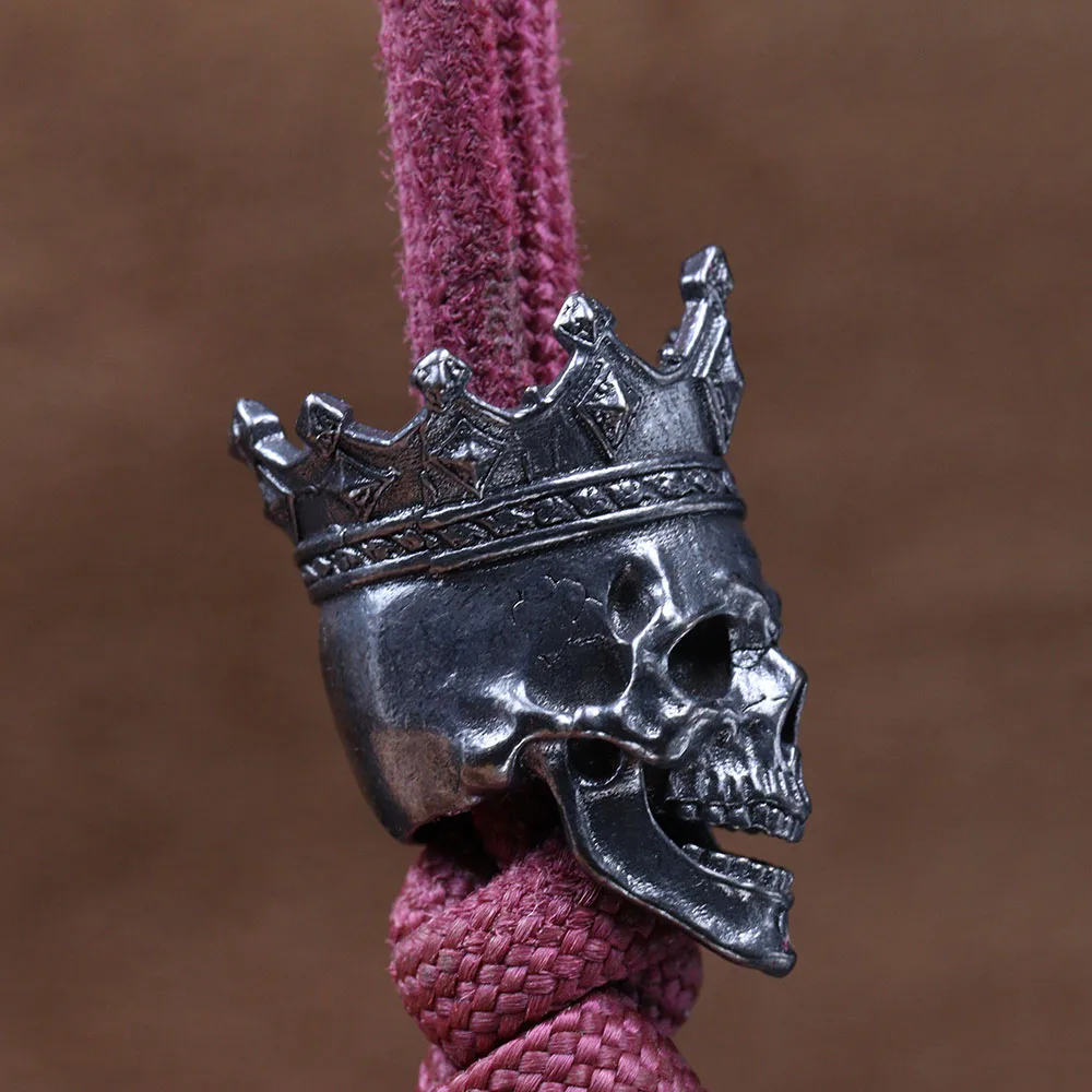Crown Skull Head Brass Knife Beads EDC DIY Paracord Woven Bracelets Lanyard Pendants Accessories Outdoor Tools Hangings Charms