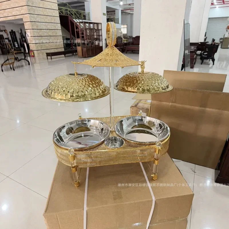 Commercial Stainless Steel Buffet Warmer Large Capacity Food Display Heater Gold Finish Hotel Restaurant Catering Equipment