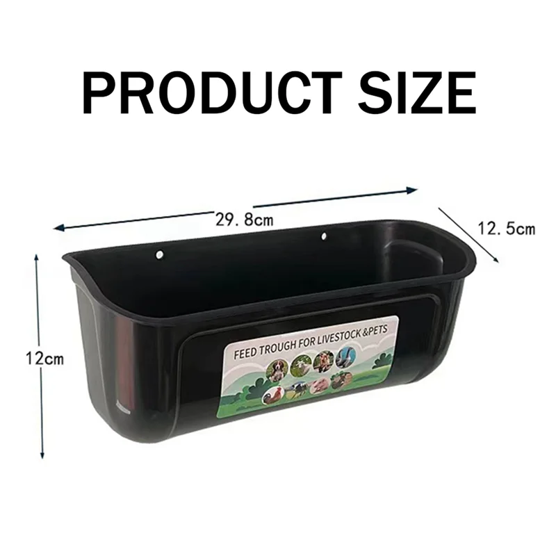 

【Top Picks】Chicken Goat Hanging Fence Feeder, Water Trough For Deer Duck Dog And Piglets, Goose Waterer Trough Black 4 Pack