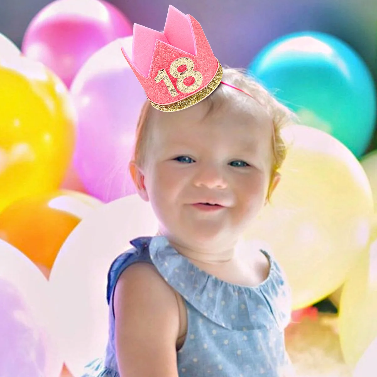 

Pink Birthday Crown For 18 Year Old Shiny Party Hat Decor Adult Toddler Birthday Tiara Photo Prop Celebration Headwear