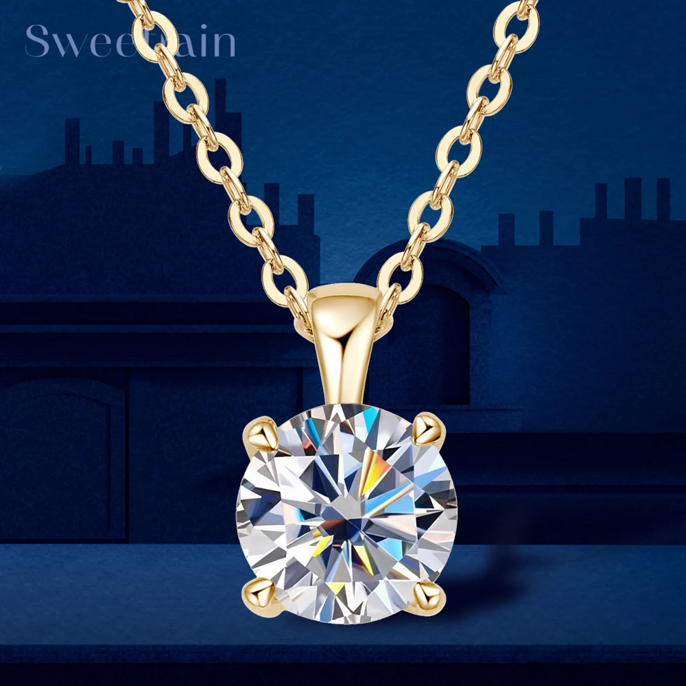 

Женское Ожерелье с кулоном из серебра 925 пробы с муассанитом, 18 к