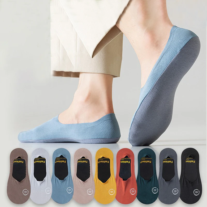 

Men Invisible Boat Socks Summer Matching Casual Socks Non-slip Shallow Cozy Cotton Sock Low Cut No Show Sock