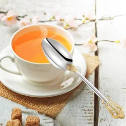 5.1inch vintage mirror golden coffee spoon set gold plated tea spoon 18-10 steel coffee stirring spoon dessert spoon cake spoon