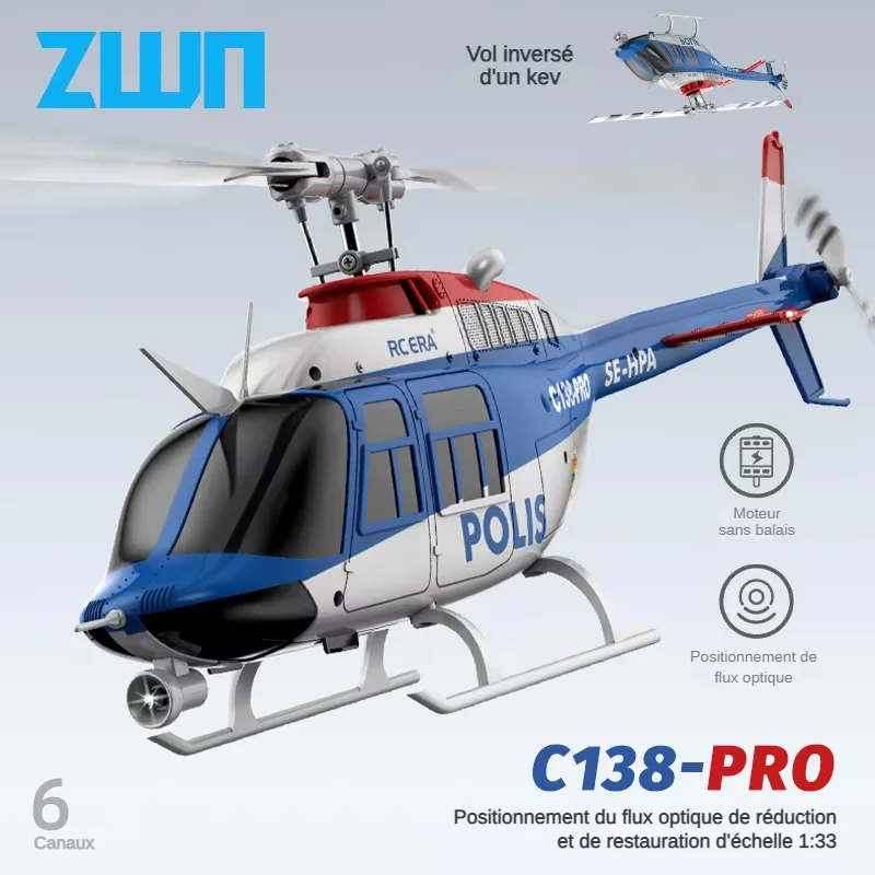 C138 PRO RC hélicoptère 2.4G 6-Aixs Gyroscope 6CH maintien d'altitude flux optique sans brosse télécommande hélicoptère jouet VS brosse ERA