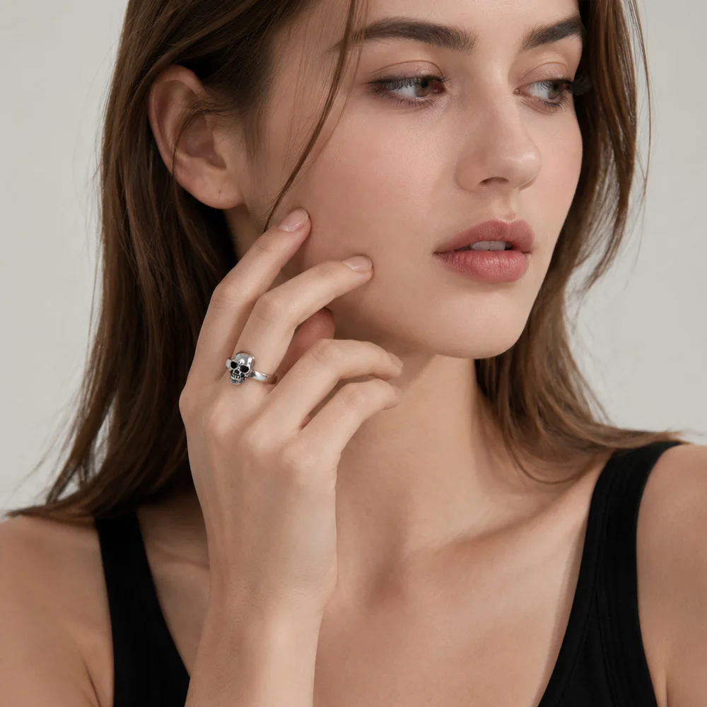 Ring Skull Europe Rebel Steet Fine Jewerly For Women Men Brand New Punk Gift In 925 Sterling Silver