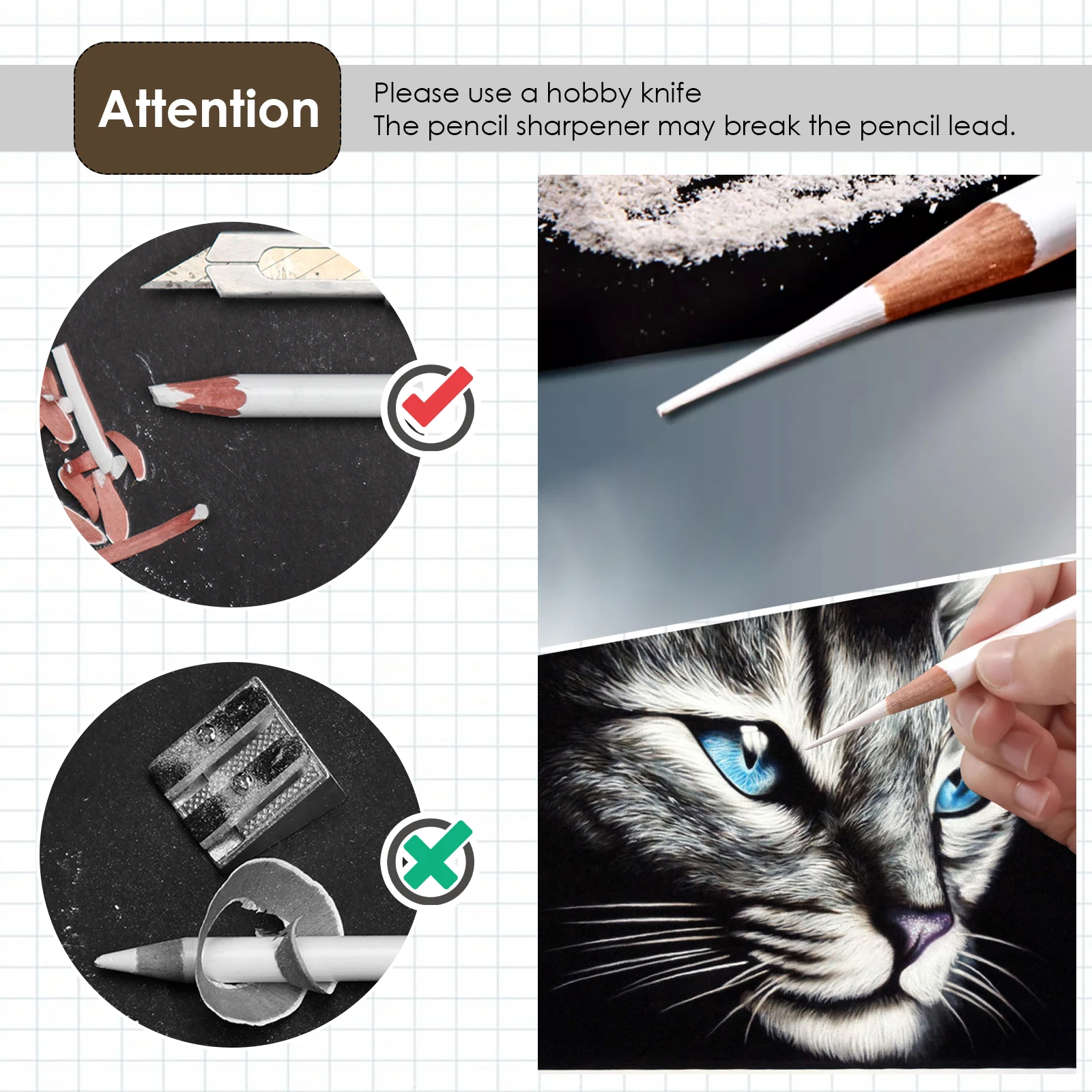 3-pack professionele schetspotloden voor schetsen, schilderen, soepele kwaliteit, duurzame loodmarkeerstift, houtskoolpotloden