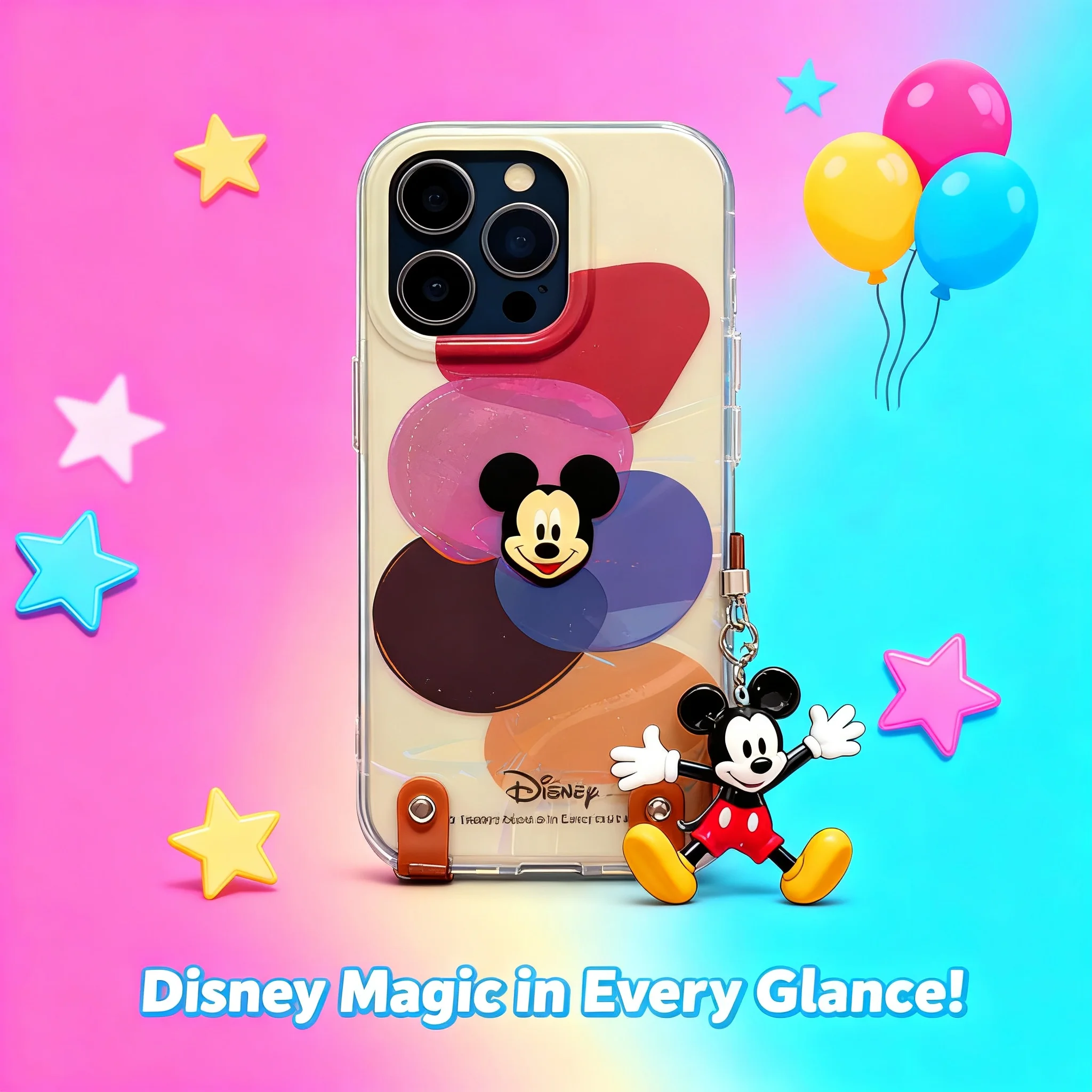 

Сумка-кроссбоди с подвеской Микки Маус, совместимая с чехлами для iPhone 16 Pro Max, 15 Pro, 14, 13, 12, 11, модный аксессуар для женщин