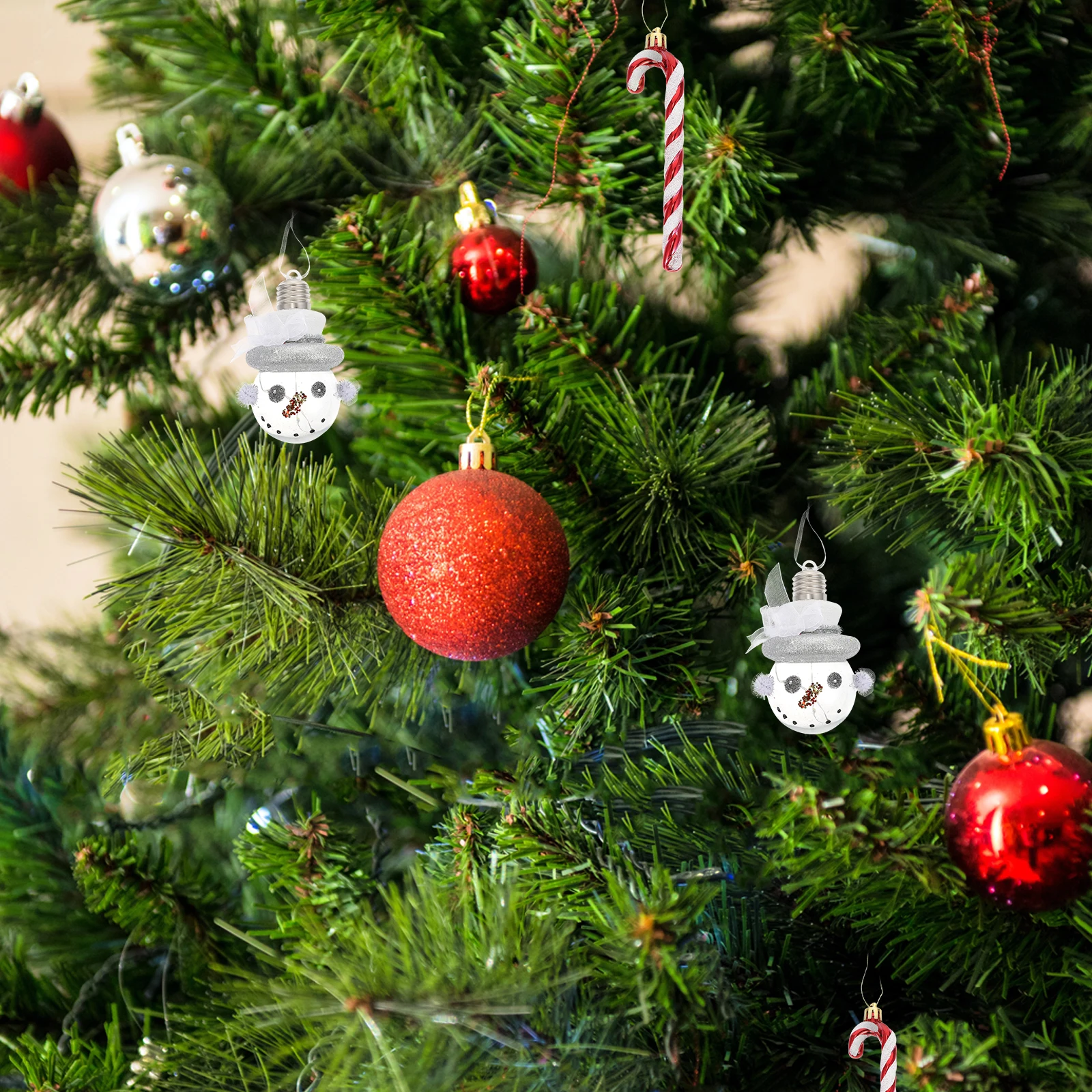 

3 Silver Illuminated Snowman Pendants Christmas Decorations PVC Tree naments Festive Xmas Party Decor Holiday DIY