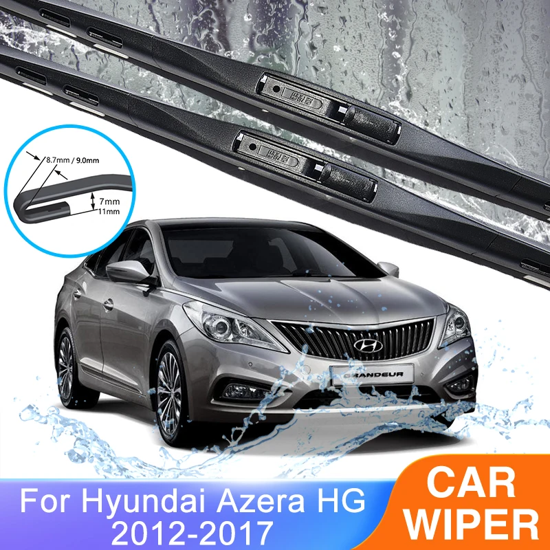 For Hyundai Azera Grandeur HG 2012 2013 2014 2015 2016 2017 Front Windscreen Wiper Blades Brushes Cutter U J Hooks Accessories