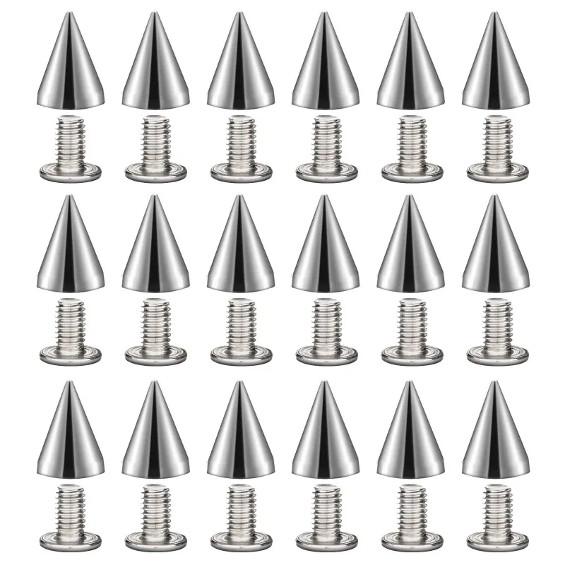 100Sets Cone Spikes Metal Screwback Studs And Spikes for DIY Leathercraft Decoration Punk Rock Style Rivets Clothing Accessories