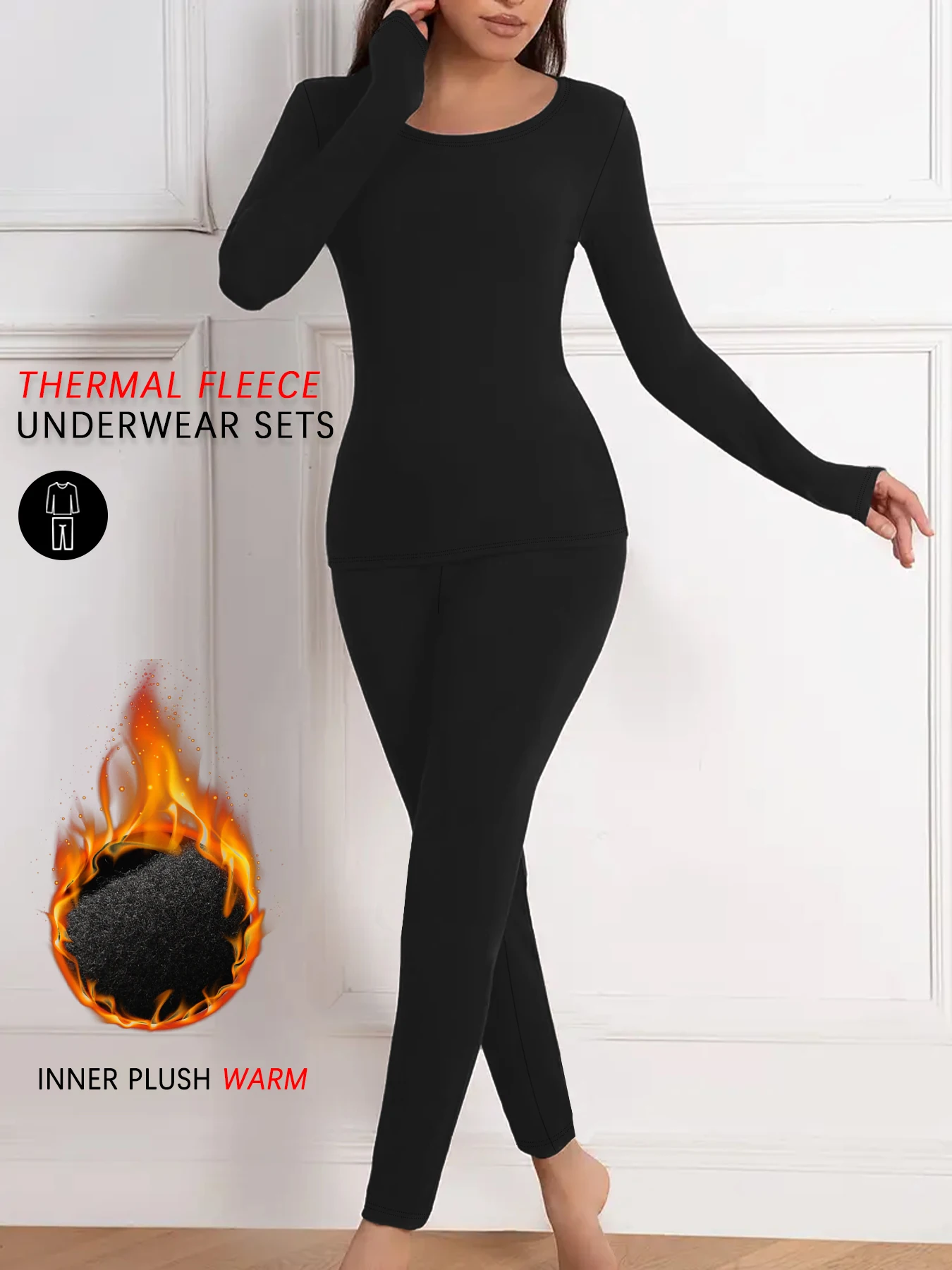 

Womens Super Soft Thermal Fleece Underwear Sets Thermals Sets Loungewear Winter Pajama Sets For Cold Weather