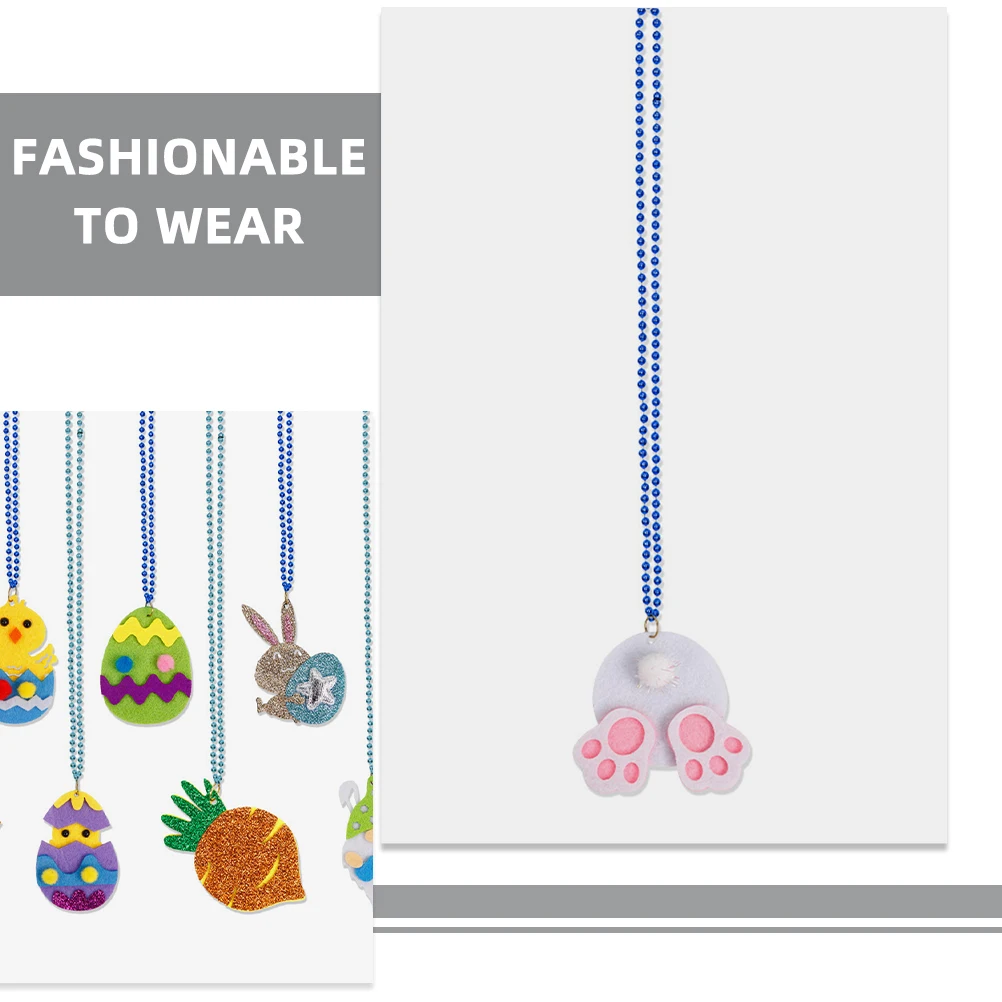 

8Pcs Kids Necklace Easter Themed Charm Pendant Party Dress Up Neck Chain Festival Gift Easter Necklace Party Dress Up Neck Chain