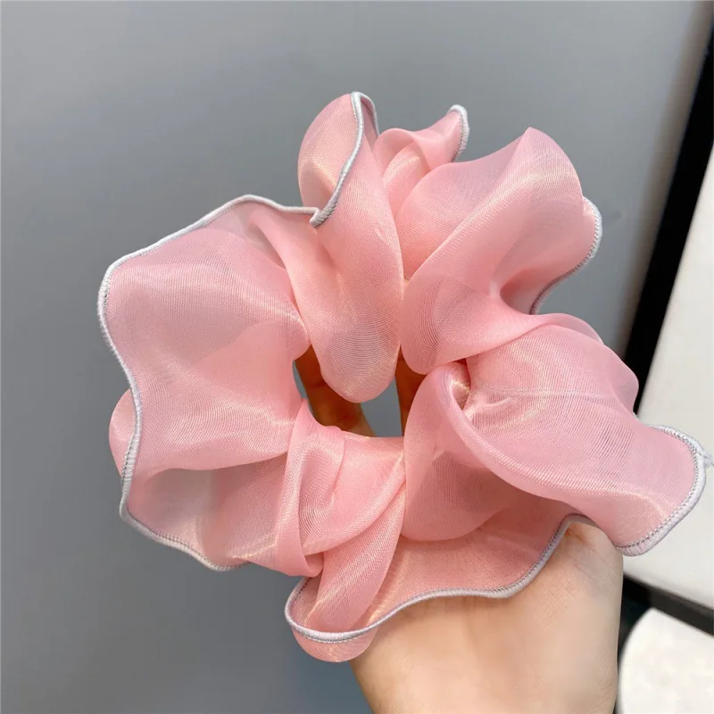 Sweet Oversized Hair Ties Scrunchies for Women Satin Chiffon Hair Band Rubber Elastic Hair Rope Girl Accessories Ponytail Holder