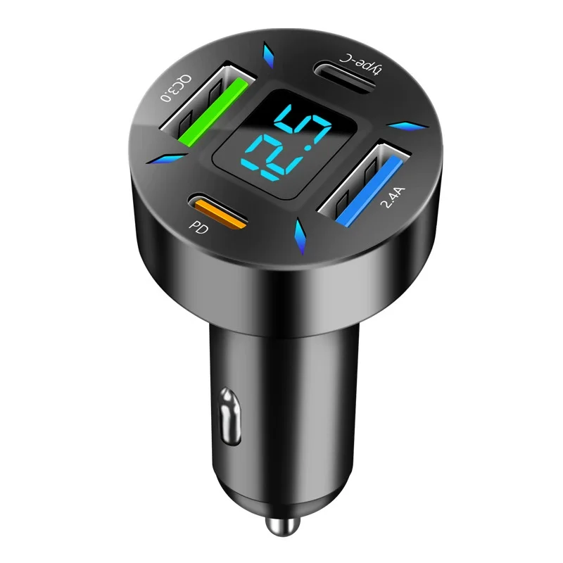 

USB C Car Charger, Rocoren 4-Port PD Super Fast Charging Type C Car Charger for Multiple Devices, Cigarette Lighter Adapter,
