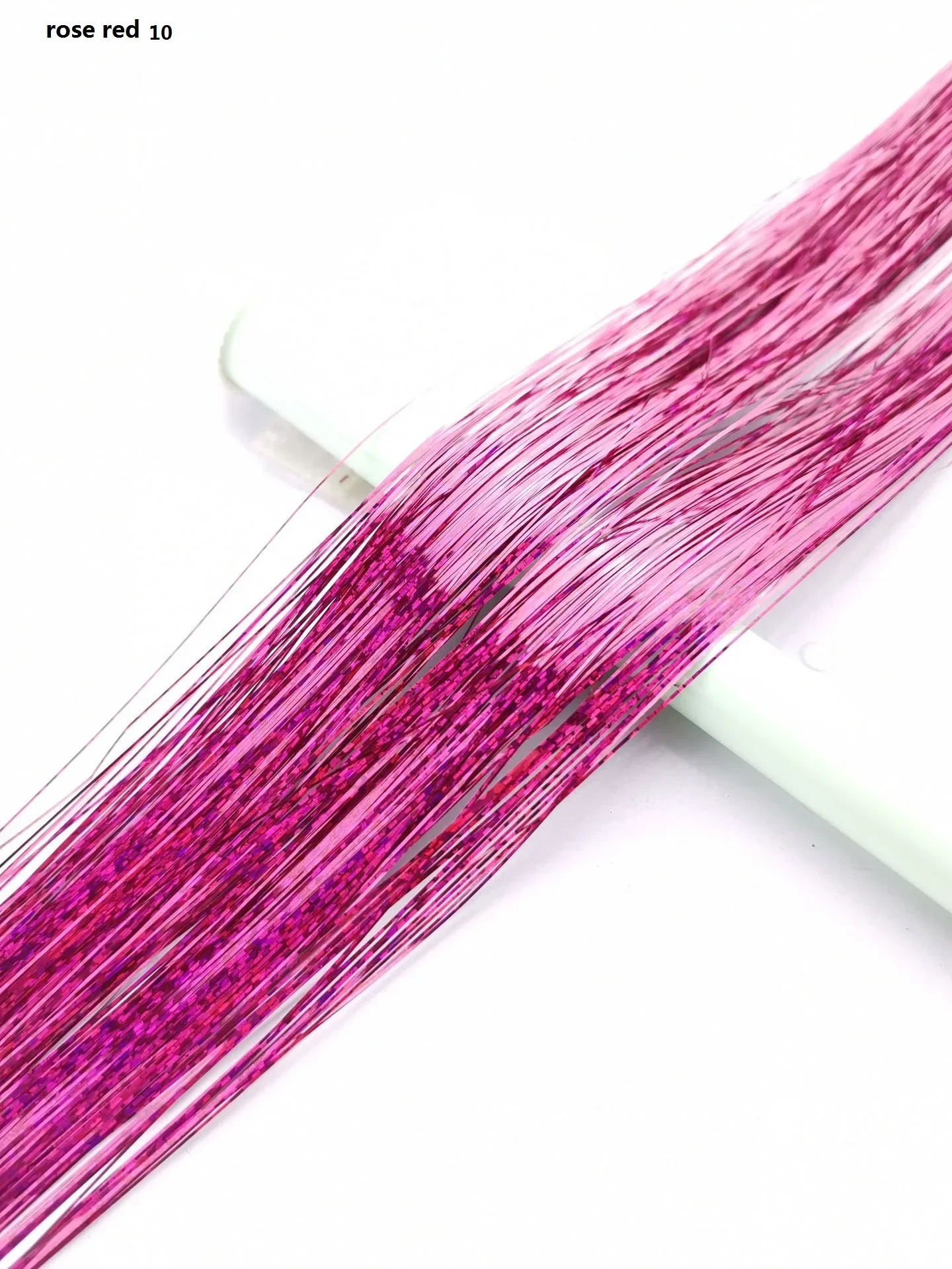 150 Stränge Bunter Glitzer-Haarverlängerungen, 100 cm Lang, Holografische Haaraccessoires für Partys und Veranstaltungen – Detail 12