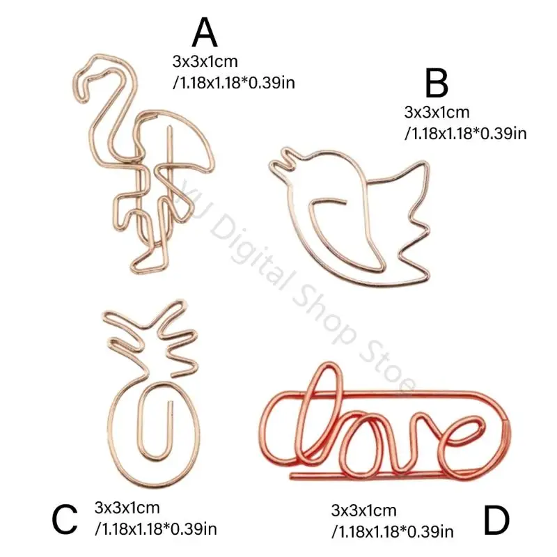 96BA Büro-Büroklammer-Set, Roségold, dekorative Metall-Dokumentenklammern für lose Seiten, Lernblätter, Planer, Seitenmarkierung – Detail 6