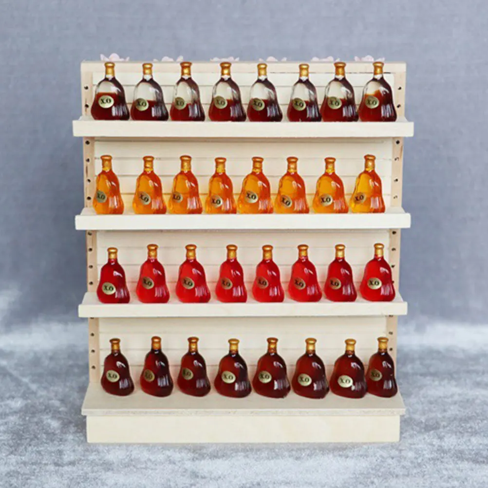 

Model Wooden Ornaments Child Rack Shelf House Play Grocery Store Playset Dollhouse