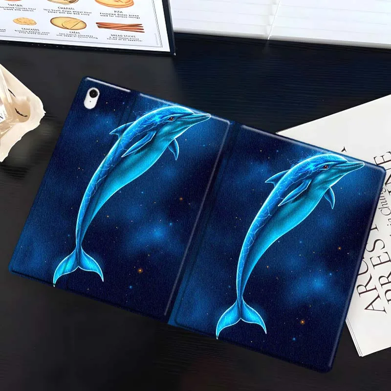 

Cartoon Starry Dolphin For Samsung Galaxy Tab S9 S10 S6 S7 S8 FE Plus Lite Inch Foldable Cover Tablet Case