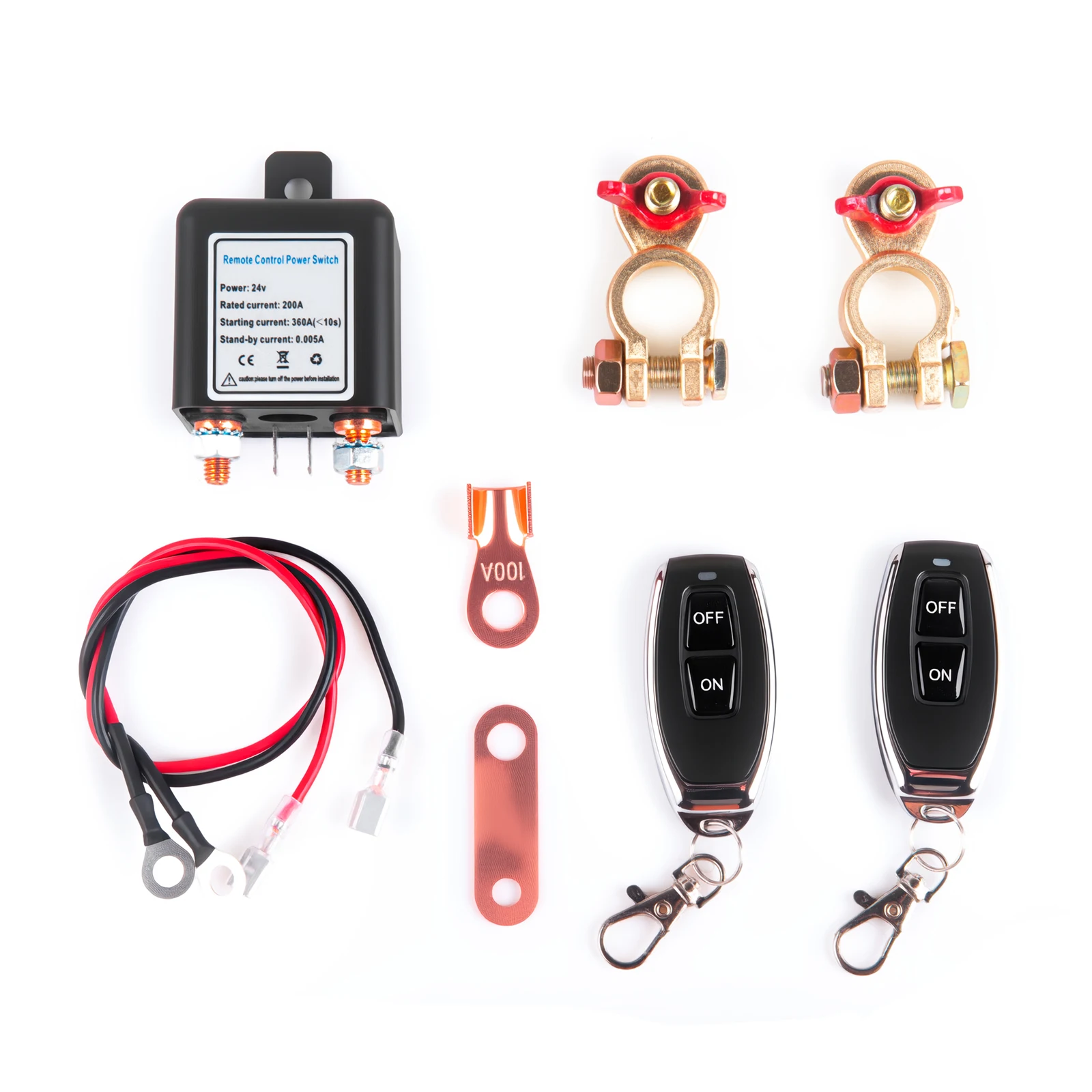 200A 12V Car Safety Battery Remote Relay power-off Switch to Prevent leakage&Power Running,equipped w/ 2PCS Remote Control