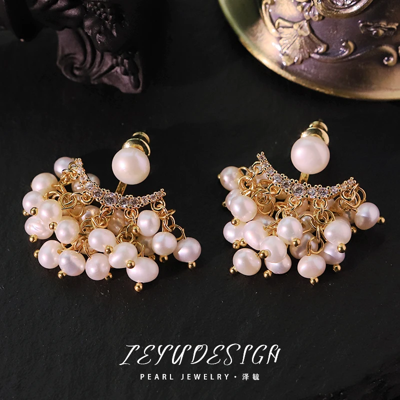 اتجاهين لؤلؤ المياه العذبة الطبيعية أقراط يدويا تصميم عالية الجودة أقراط هدية للزوجة صديقة GE1527A #3