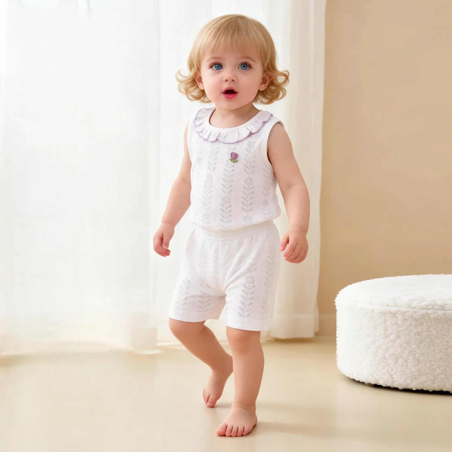 2pcs Summer Newborn Infant Breathable Set A-class Cotton Toddler Girls Home Wear Sleeping Suit for 0-3 Years Baby Set Clothing