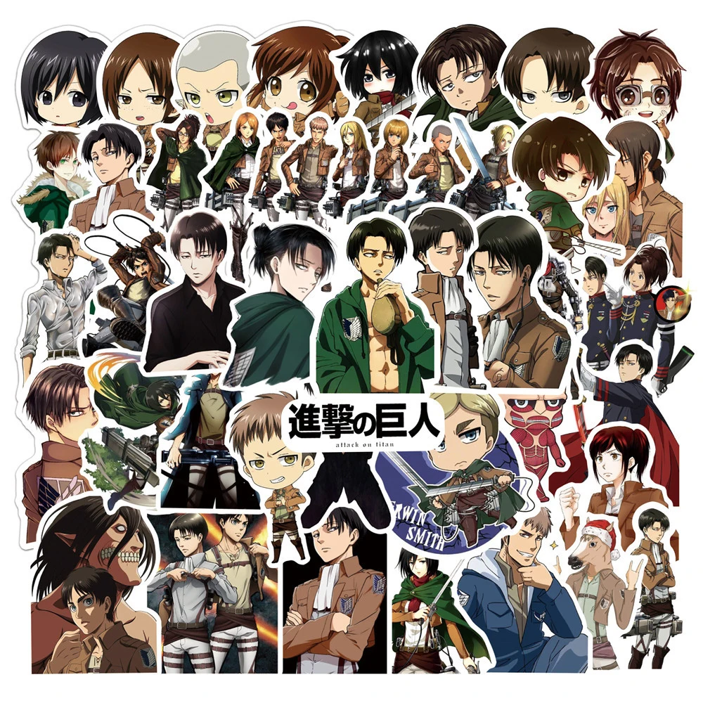 

10/30/50/100pcs Anime Attack On Titan Stickers Cool Eren Jäger Mikasa Cartoon Decals Phone Laptop Suitcase Classic Manga Sticker