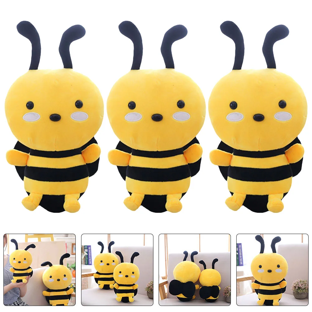

3 Pcs 20cm Bee Plush Toy Stuffed Animals PP Cotton Soft Cartoon Decorative Pillow Bedroom Living Room Kids Toy