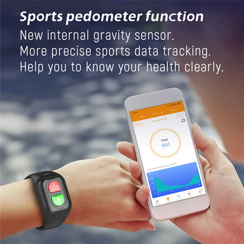 Elmain-Montre de sport avec traqueur GPS, SOS, appel à une clé, bracelet anti-errance, moniteur de fréquence cardiaque et de sang, téléphone 4G