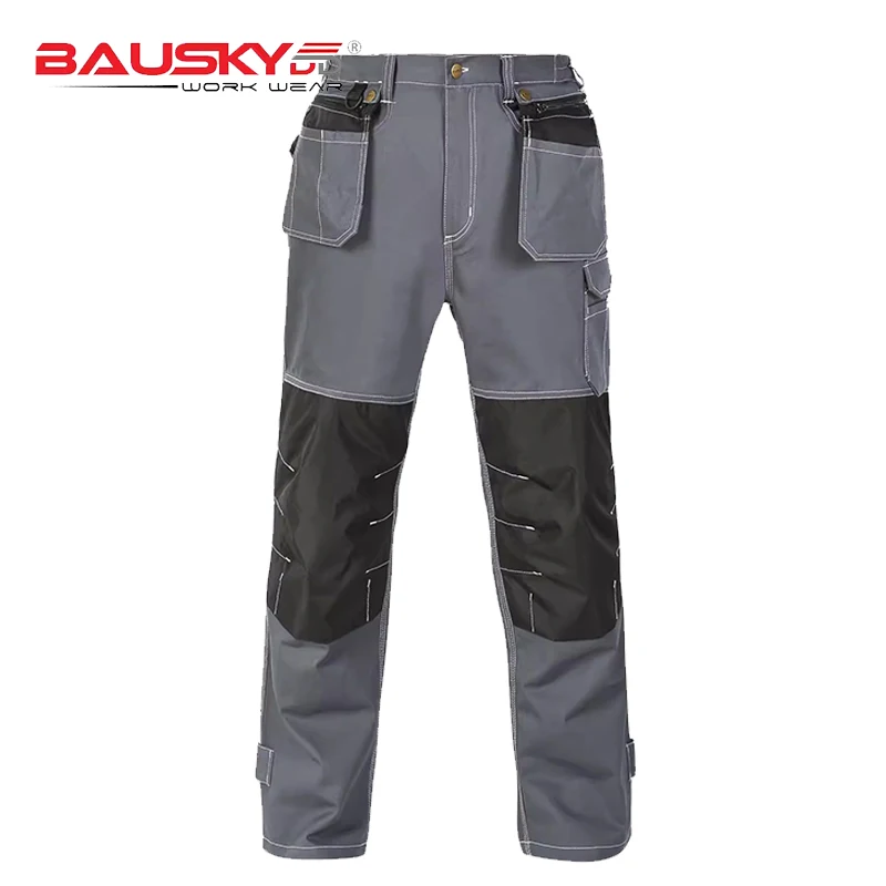 Mens Safety Workwear Pants Work Pants Trousers Tool Pockets Cargo Pants with Knee Pads for Electrician Mechanic Repairman