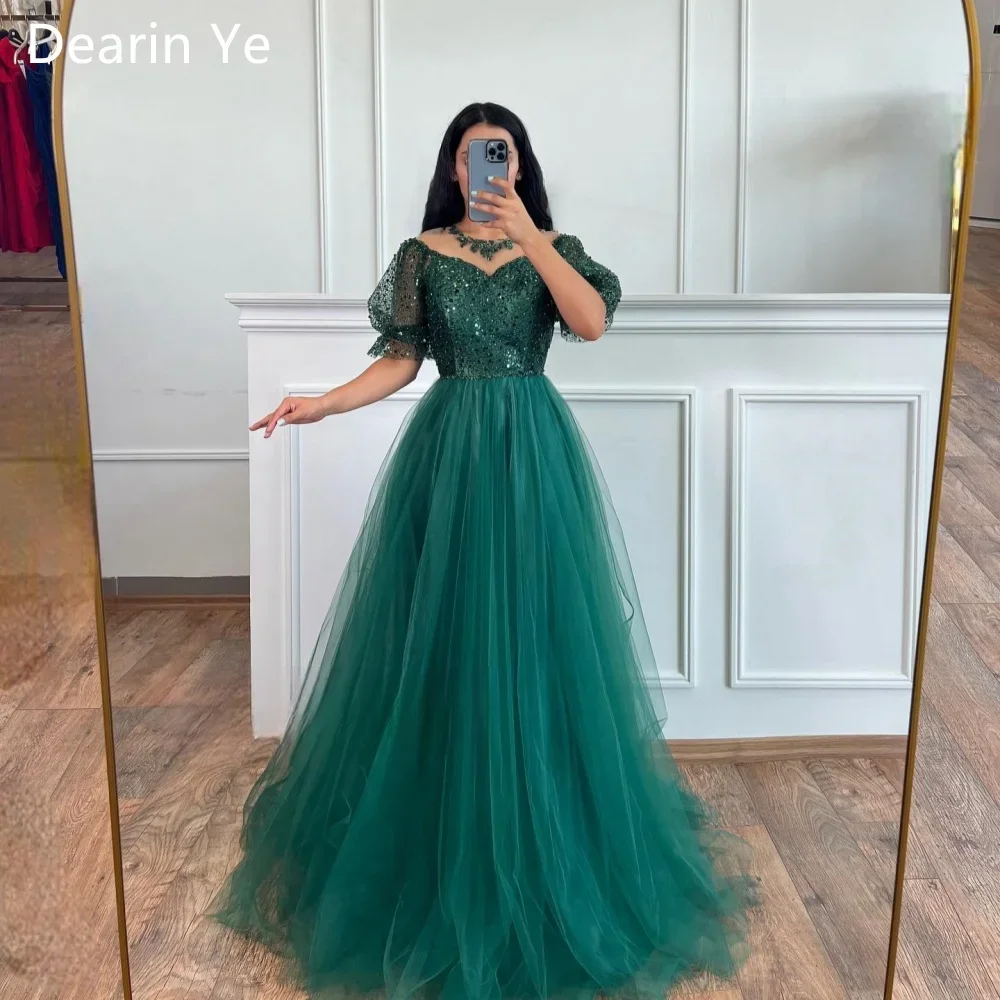 

Saudi Arabia Prom Gown Evening Dearin Scoop Neckline Ball Floor Length Bows Skirts Draped Tulle Ruffle Bespoke Occasion Dresses