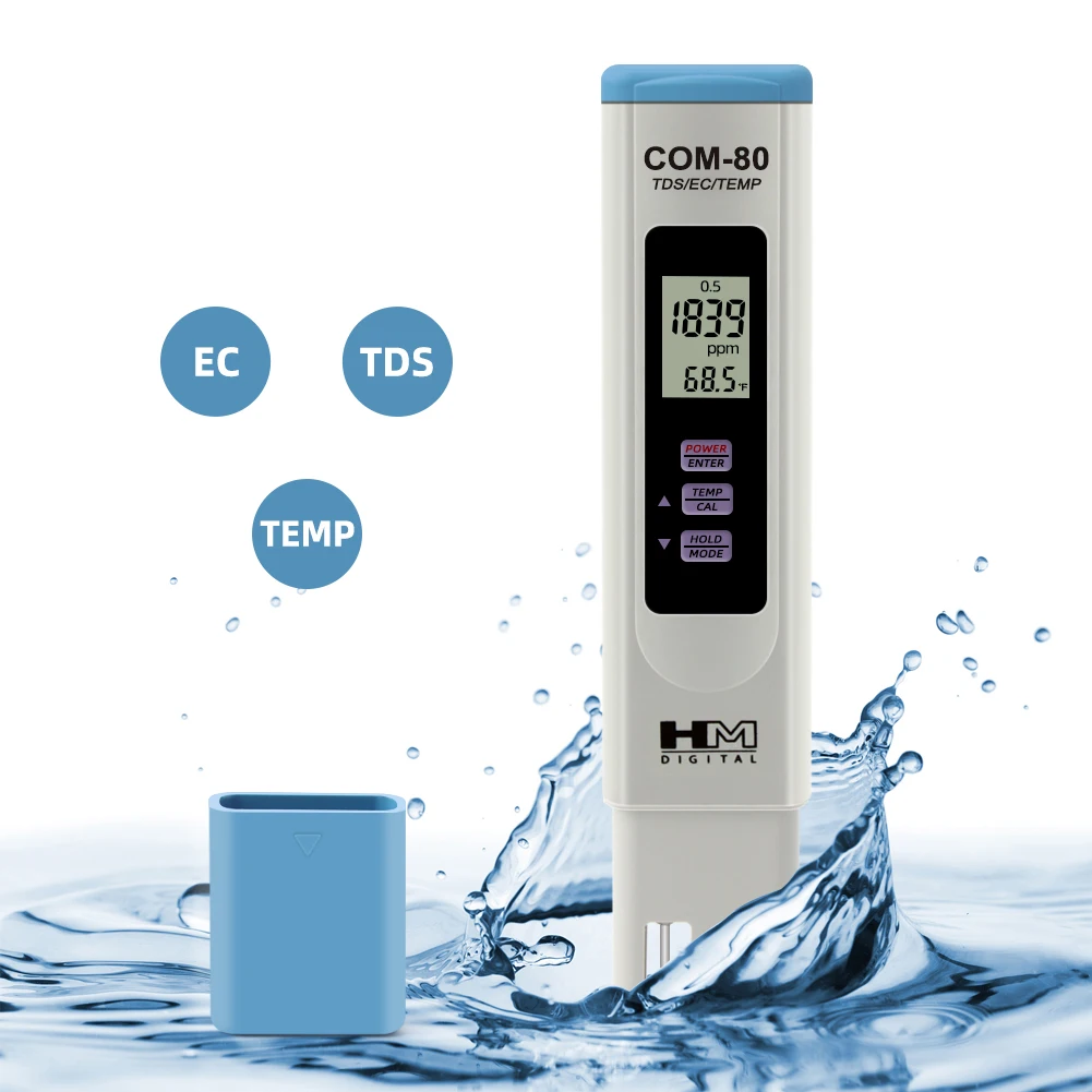 

B50 TDS EC TEMP Meter COM-80 Total Dissolved Solids Monitor Conductivity Tester for Aquarium Hydroponics Drinking Water