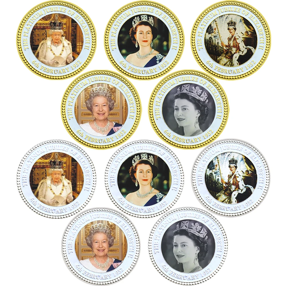 Her Majesty The Queen of Elizabeth II Commemorative Coins 5style Challenge Coin Young To Old Legendary Life Royal Coins