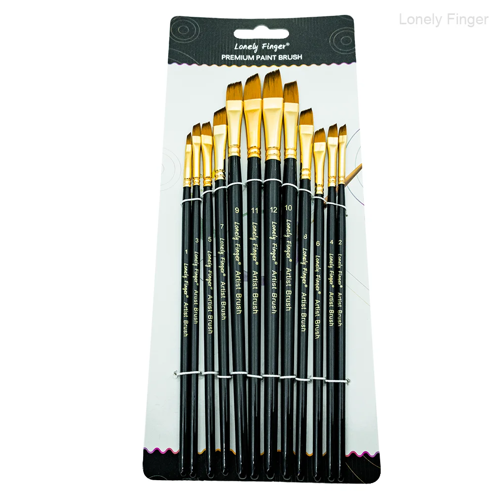 

Набор кистей для рисования художника, 12 профессиональных угловых кистей для акриловой акварельной живописи маслом, дизайна ногтей для лица и тела, рукоделия