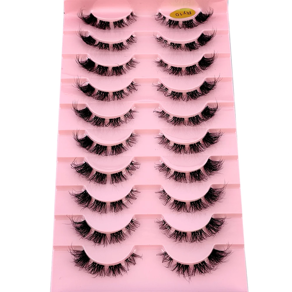 New 10pairs 3D Mink Eyelashes Invisible Band Lash Extension Natural False Eyelashes Cross Cluster Fairy Big Eye Long Fake Lashes