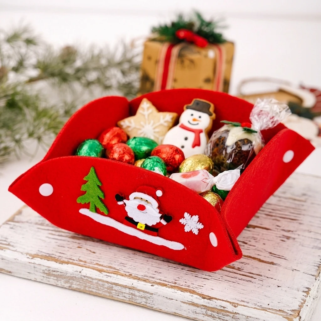 Candy Gift Box Festive Christmas Eve Party Favors for Kids Adults Non Woven Fabric Button Closure Holiday Packaging Bag