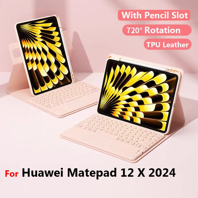 For Huawei Matepad 12 X 12 X 2024 12 Air 12inch Pro 12.2 360 Degree Rotating PU Leather Case Silicon Smart Bluetooth Keyboard