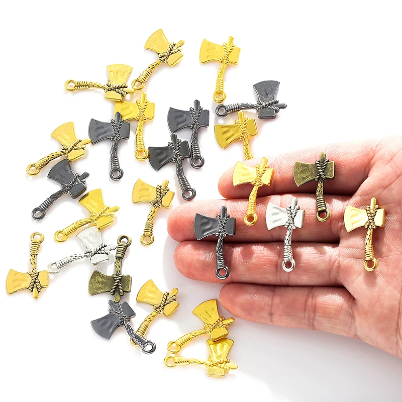 10pcs axe Charms 5 colors for Necklace keyring Pendant DIY Jewelry Making Accessories Crafts 28*17mm J213