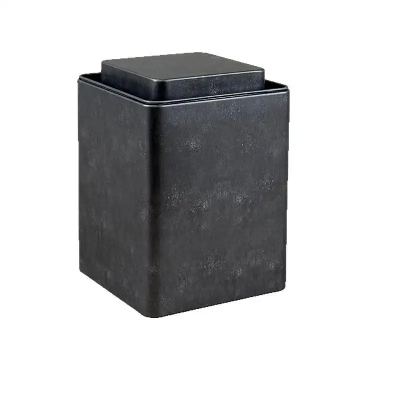 Retro Square Tin Can with Lid Metal Storage Box Airtight Tea Canister for Tea Candy and Small Item Packaging Home Kitchen