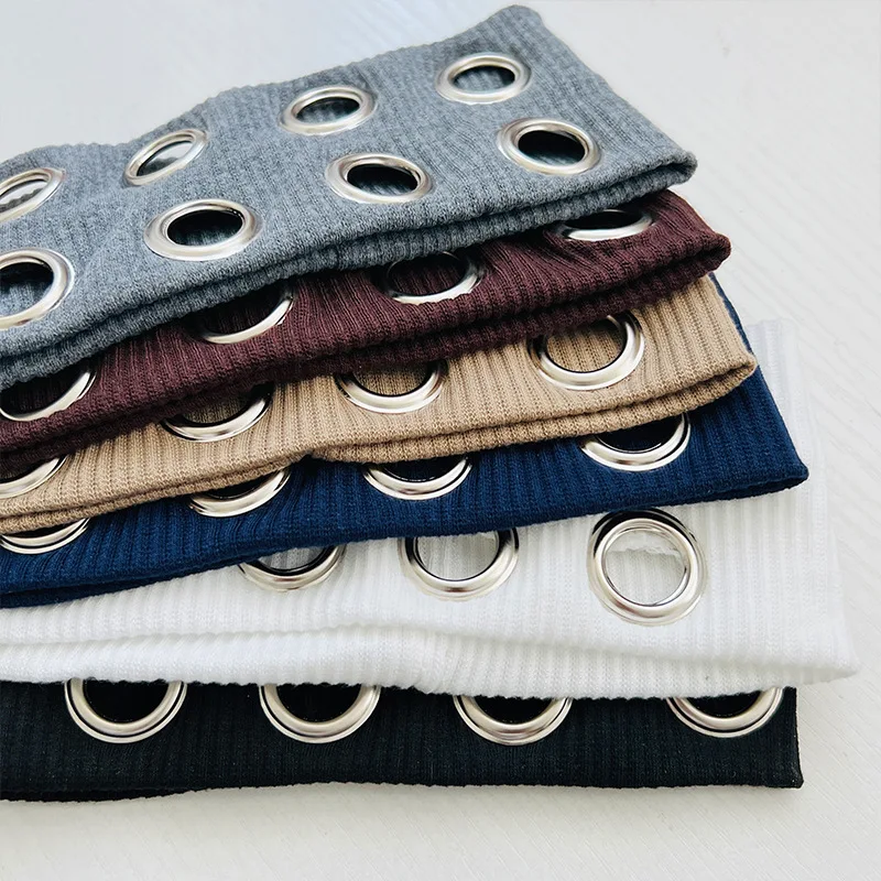 

Punk Girl Fabric Hollow Elastic Headbands Metal Rock Personalized Hollow Eyelets Hair Band Casual Sports Grommet Headband